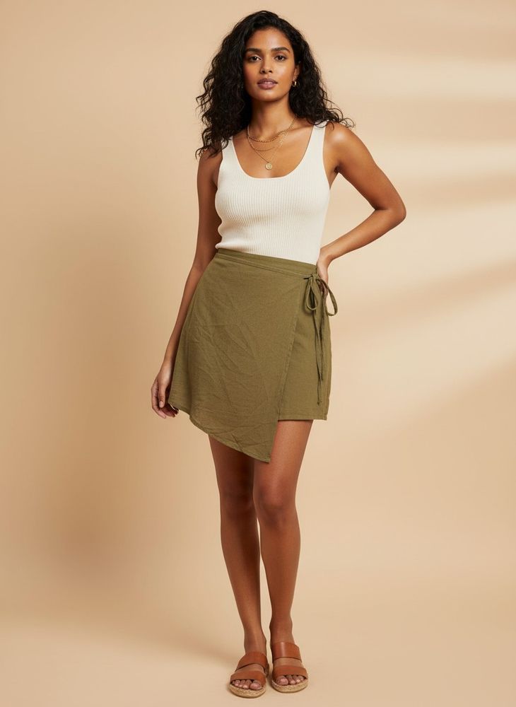 Olive Wrap Skorts