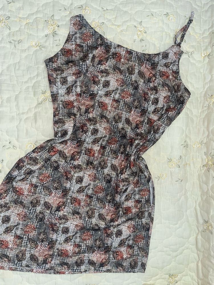 Floral Print one shoulder tie-up Kurti