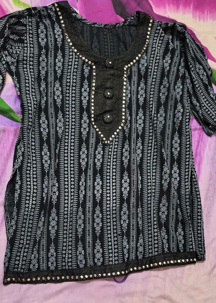 Stylish Black Printed Kurta