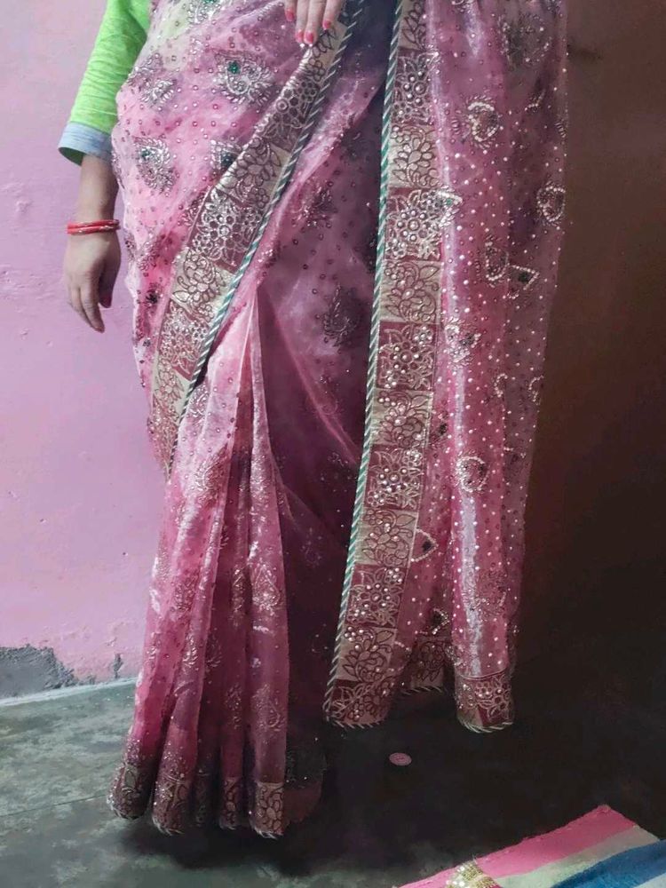 Beautiful Net Sharee Set  Worn Once  Like New