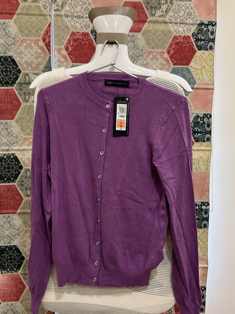 Purple Cardigan Sweater