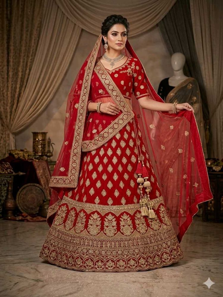 Exquisite Red Velvet Lehenga Choli