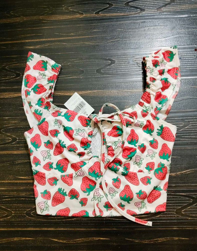 Strawberry Print Crop Top