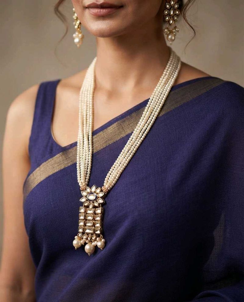 Elegant Pearl &amp; Kundan Necklace Set