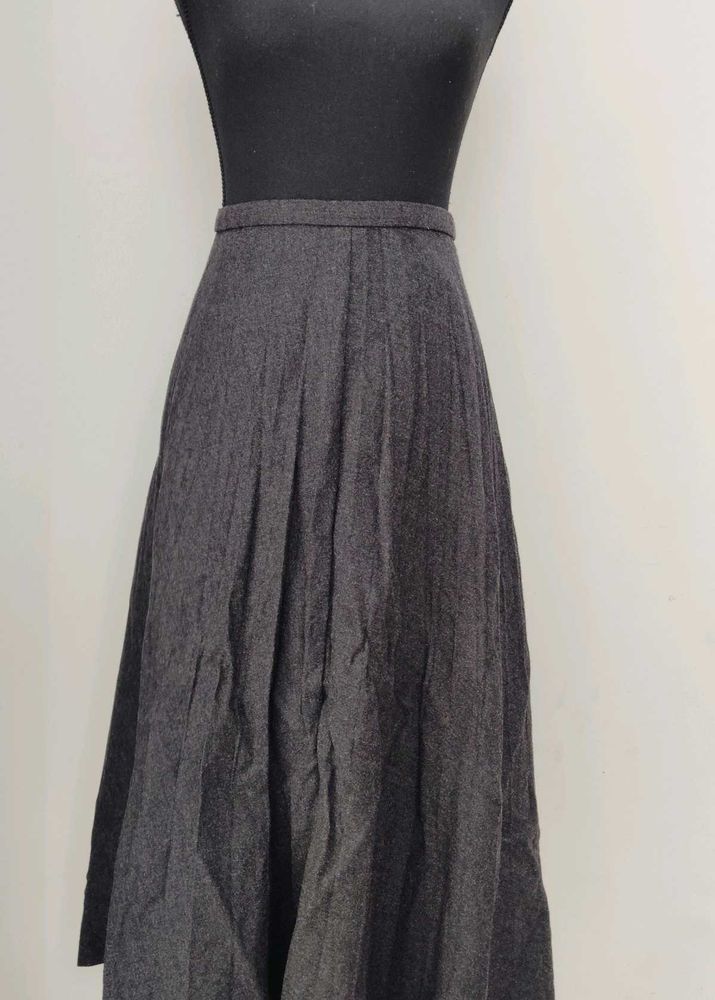 Pleated A-Line Midi Skirt