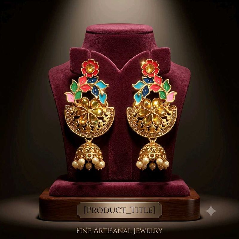 Exquisite Meenakari Jhumka Earrings