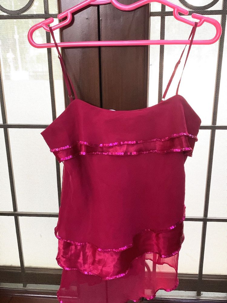 Sparkly Layered Fuchsia Dress
