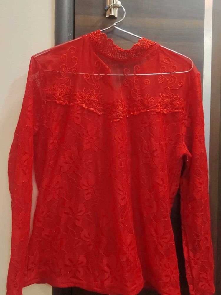 Elegant Red Lace Top