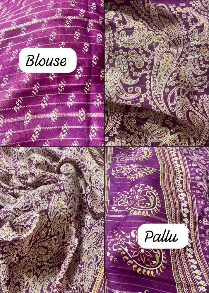 Vibrant Purple Paisley Print Saree
