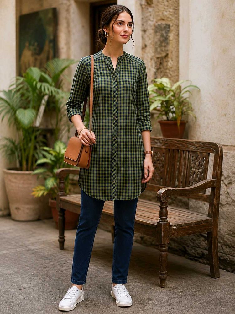 COMBO OFR!! Checked shirt Kurta  with Jeans pant