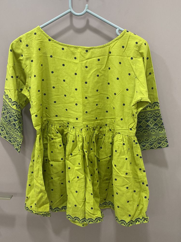 Rust Orange Green Peplum Top