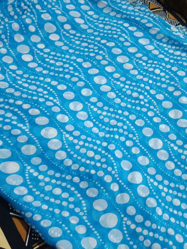 Blue White Polka Dot saree