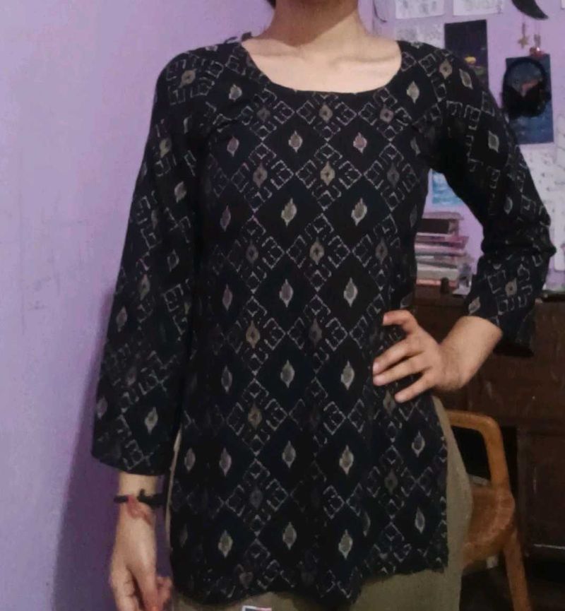 Stylish Printed Black Kurta