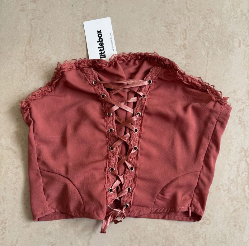 Lace-Up Corset Crop Top