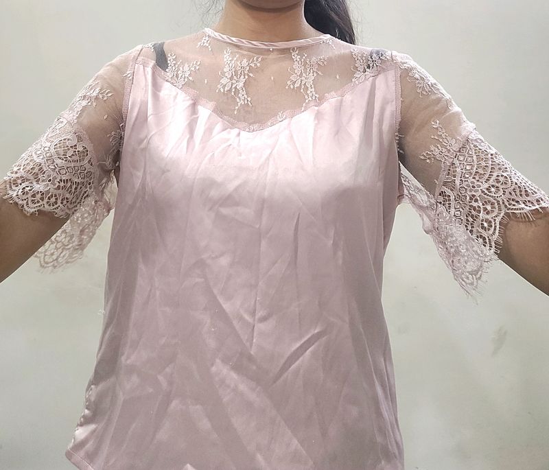 Shein Net Satin Top