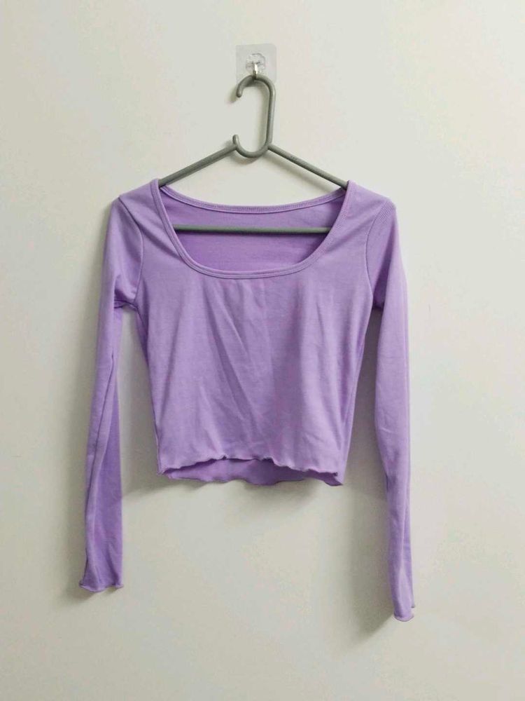 New Lavender Long Sleeve Crop Top