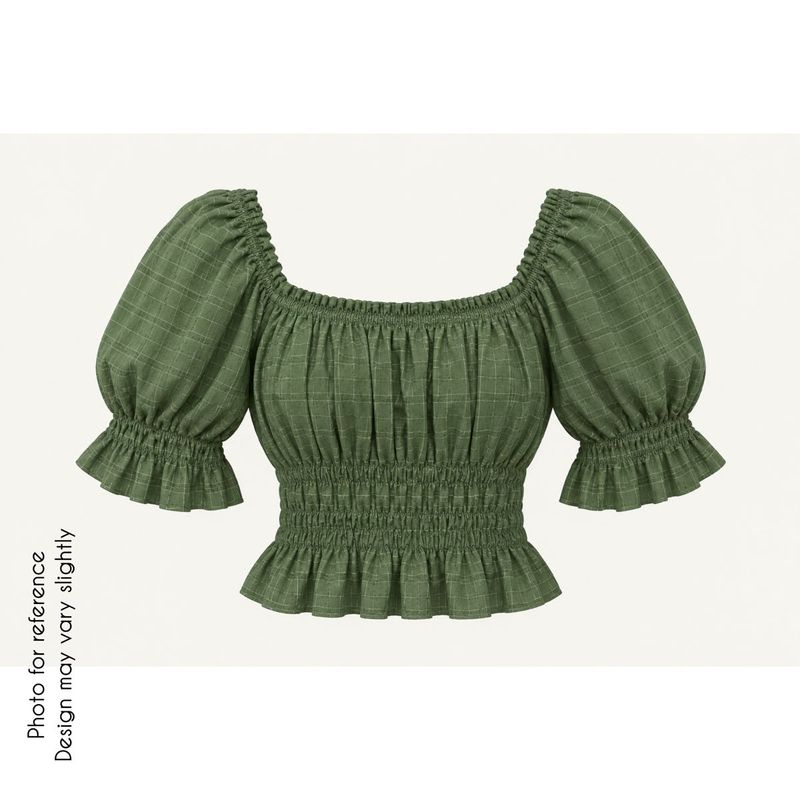 Smocked Puff Sleeve Crop Top
