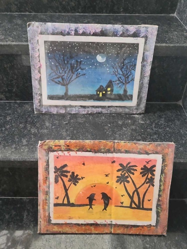 Handmade Scenic Paintings (Set of 2)