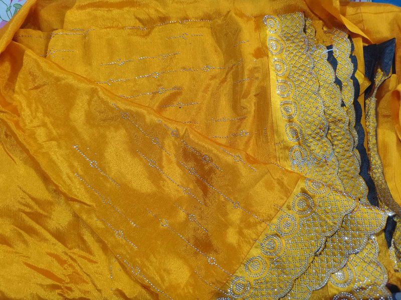 stone work saree with blouse piece