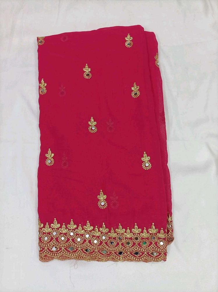 Embellished Pink Georgette Saree