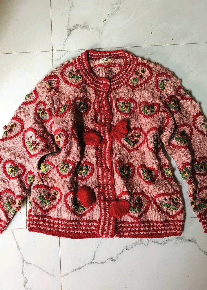 Vintage Heart Pattern Knit, pinterest Cardigan