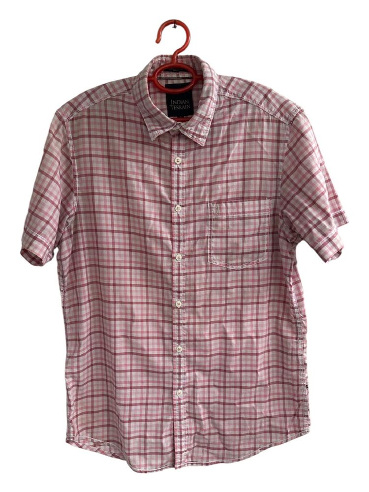 Indian Terrain Men's Plaid Short Sleeve Shirt
