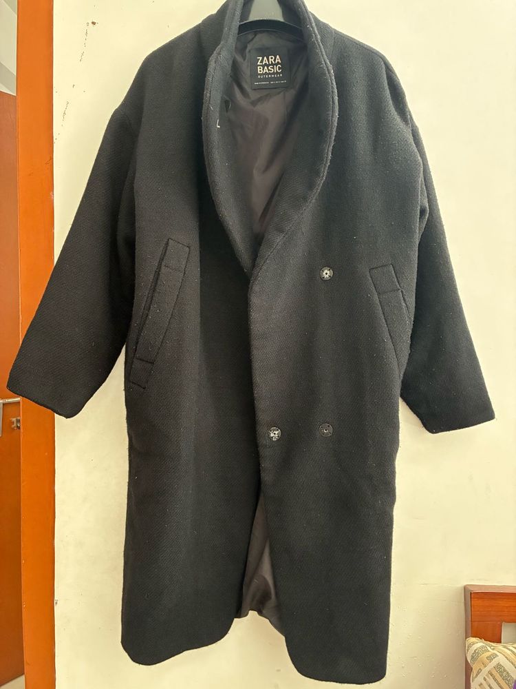 Zara Basic Black Overcoat