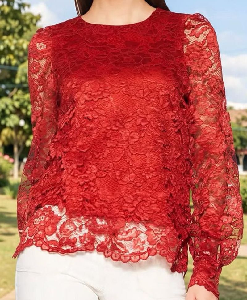 Elegant Red Lace Top