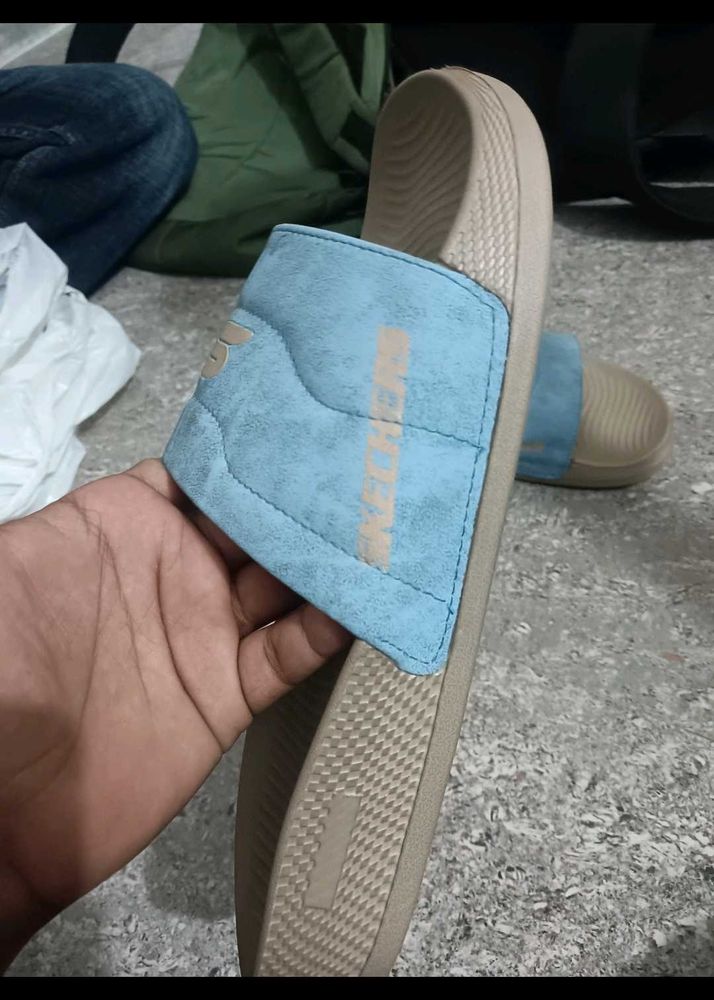 Skechers Blue Suede Slides