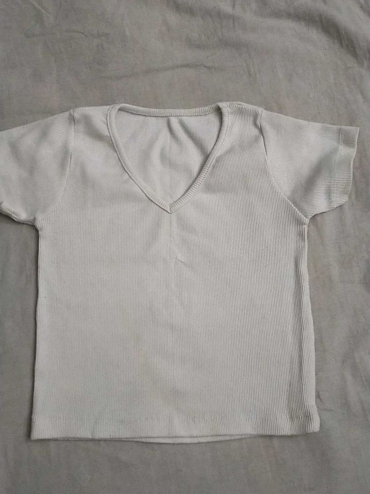 Basic White V-Neck T-Shirt