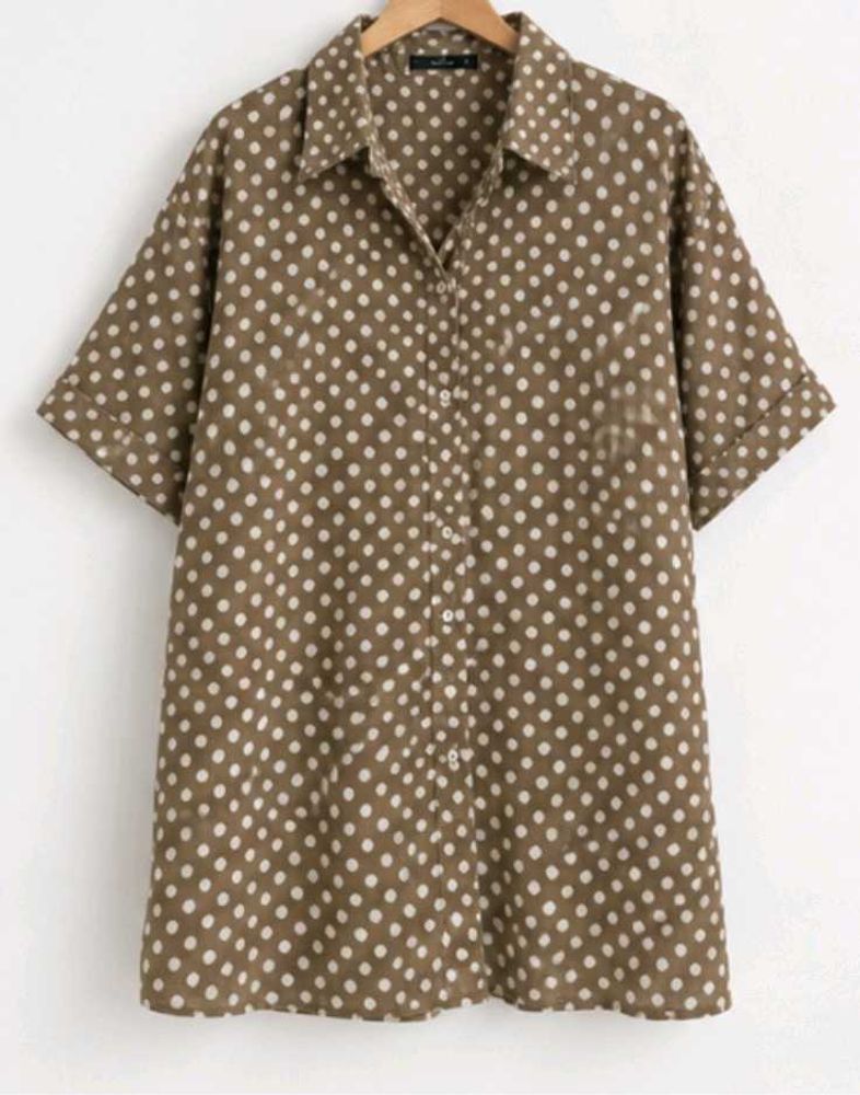 Brown Polka Dot Short Sleeve Shirt