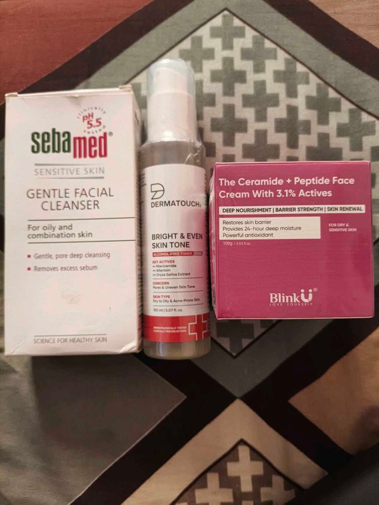cleanser, toner, moisturizer