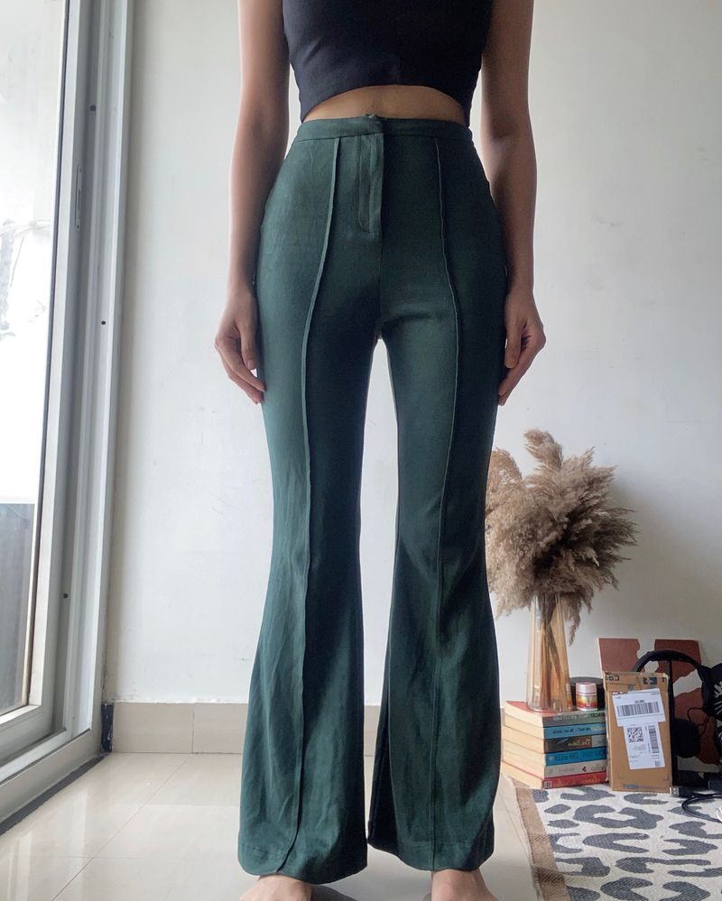 Green Flared Trousers