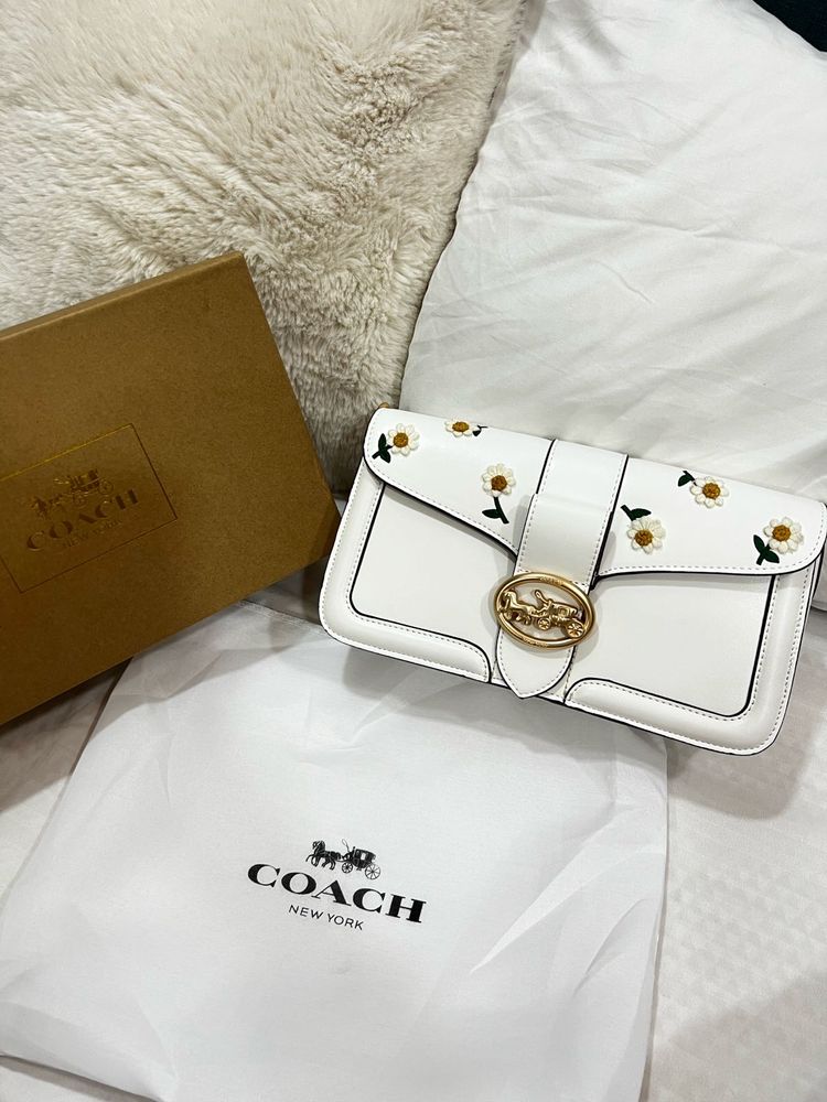 Coach Daisy Print White Crossbody Bag
