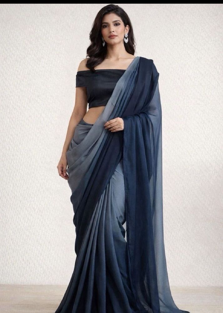 Ombre Blue  Saree