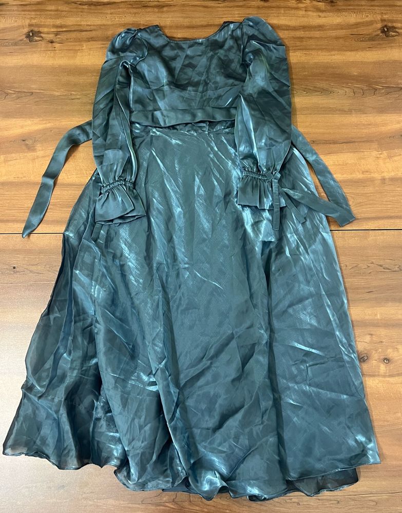 steel blue full length gown like new