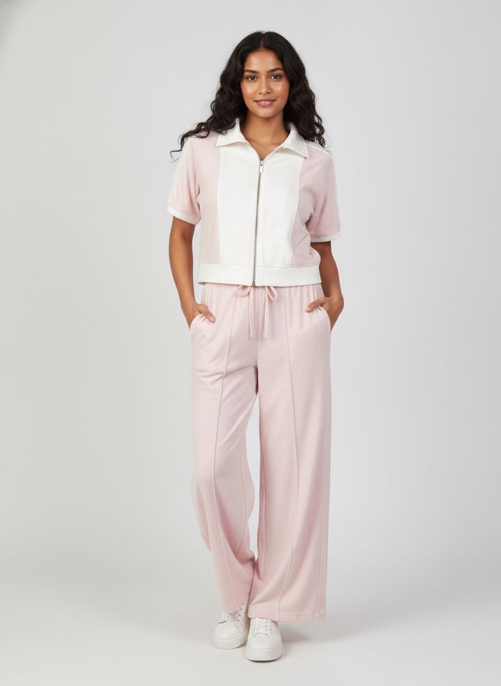 Pink Velour Tracksuit Set