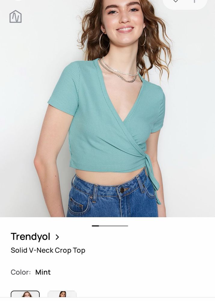 Mint Green Wrap Crop Top