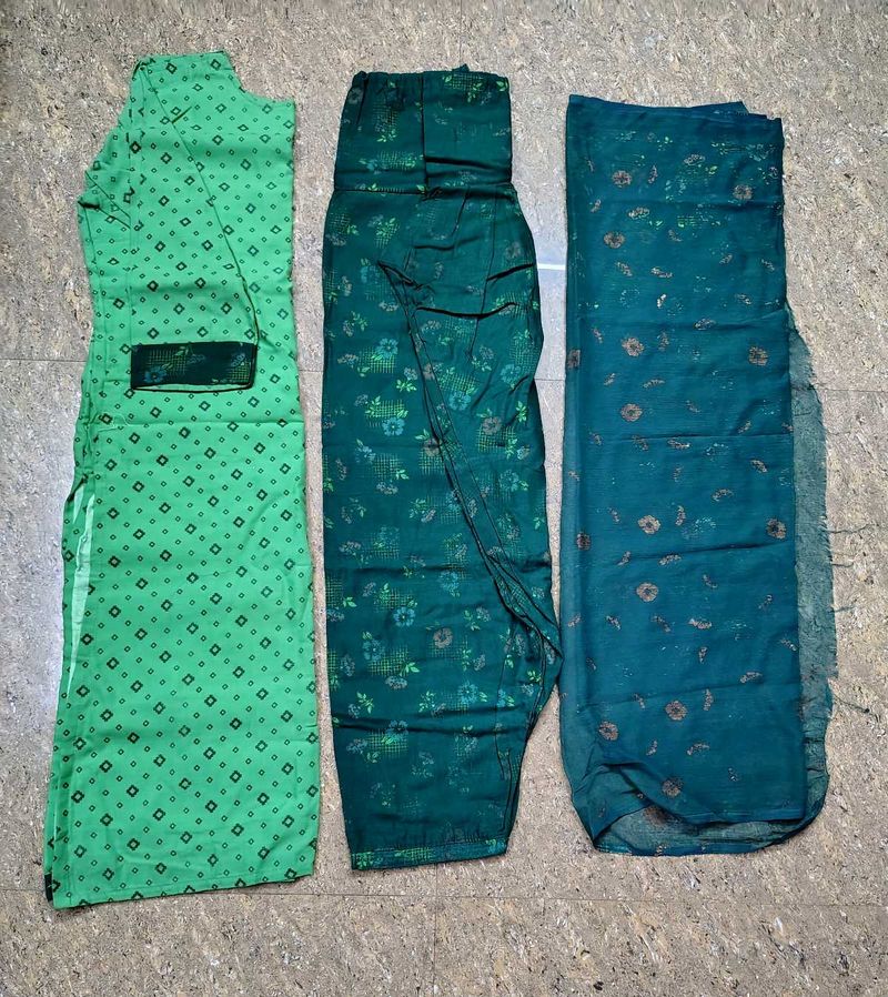 Green Printed Kurta Set with Dupatta
