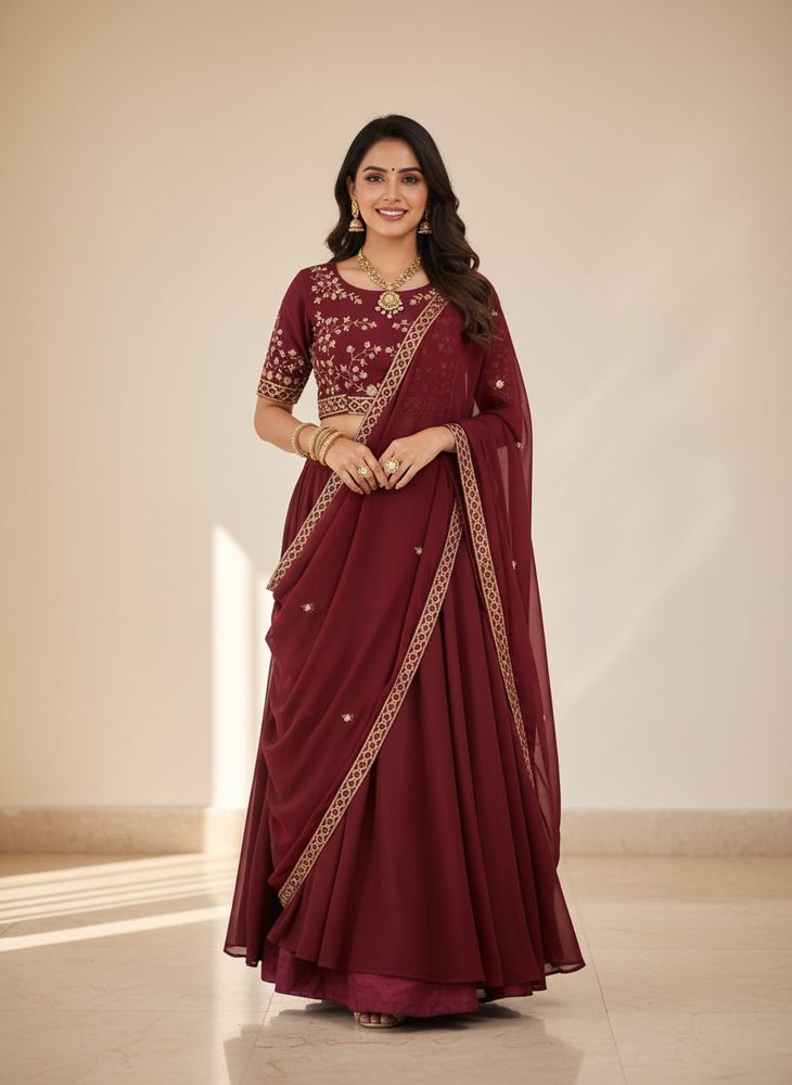 Elegant Maroon Ethnic Lehenga Choli
