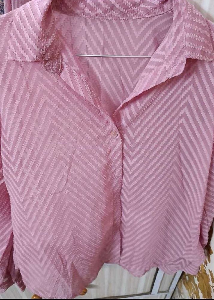 Chic Pink Chevron Textured Top