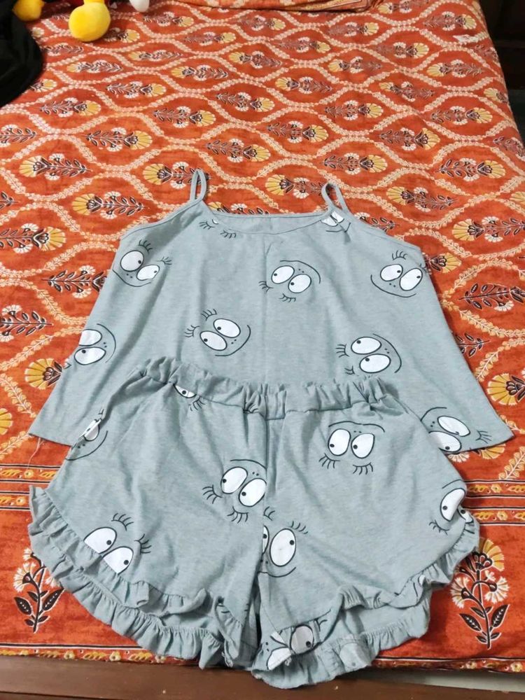 Cute Eye Print Short Payjama Set