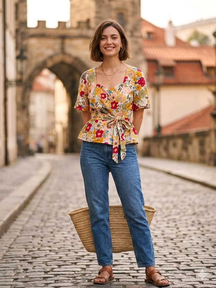 Floral Wrap Peplum Top