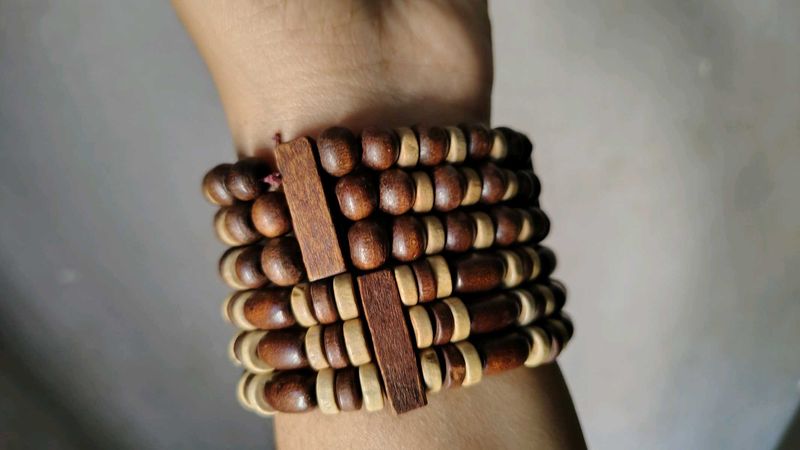 Set of 2 Unique Wooden Beaded Bracelets