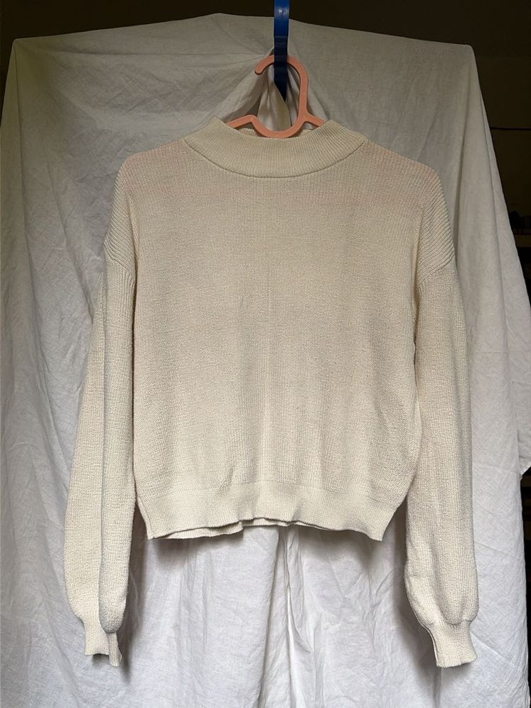 Cream Mock Neck Knit pullover