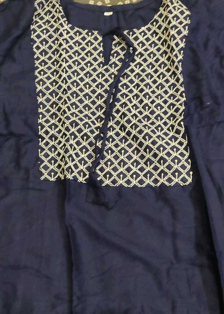 New Elegant Blue  Embroidered Kurta