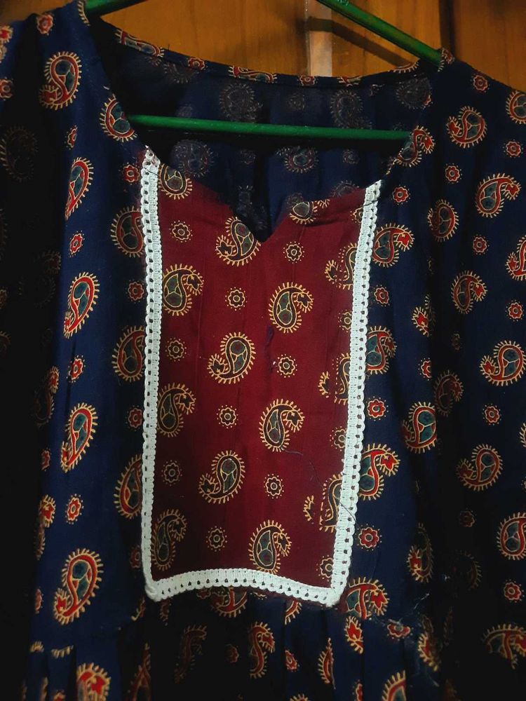 Blue Paisley Print Kurta