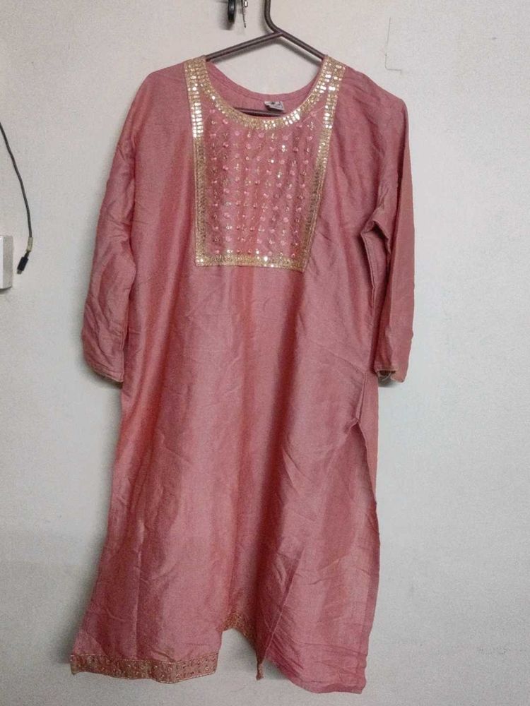 Pink Sequined Kurta