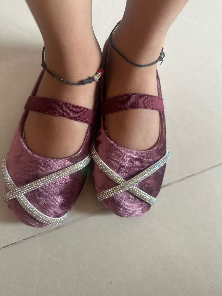 Sparkly Velvet Ballerina Flats