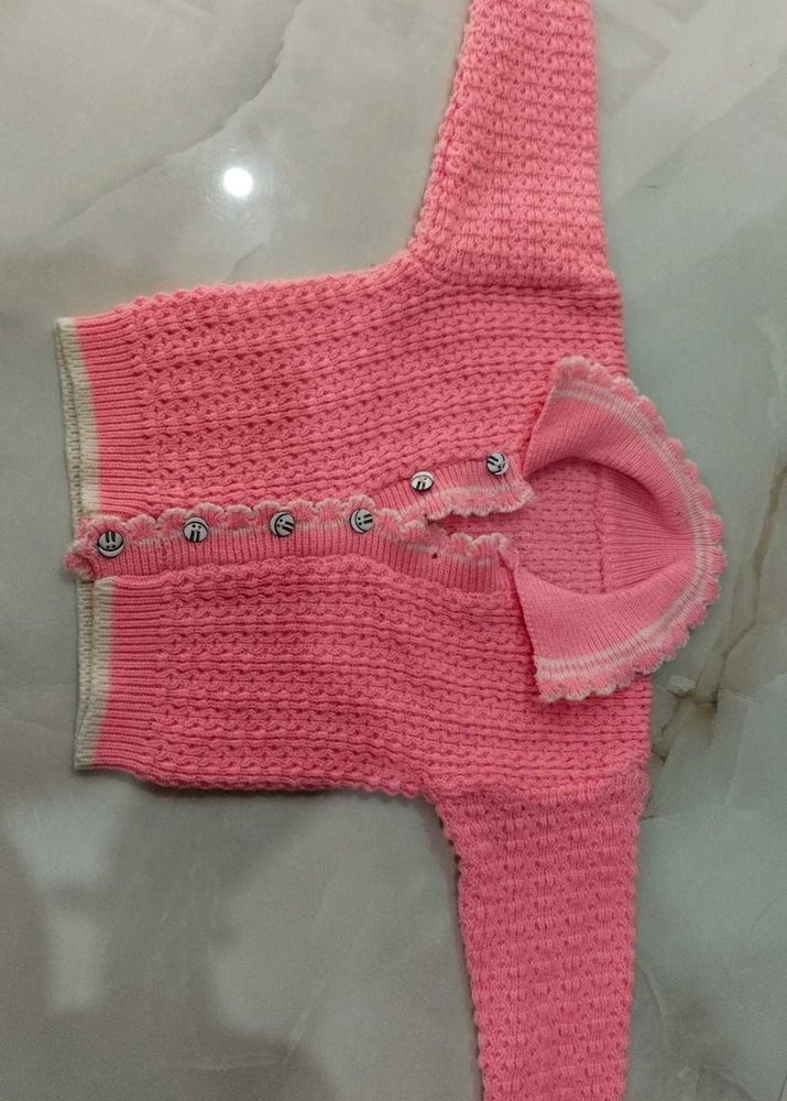 Cute Pink Knit Baby Cardigan